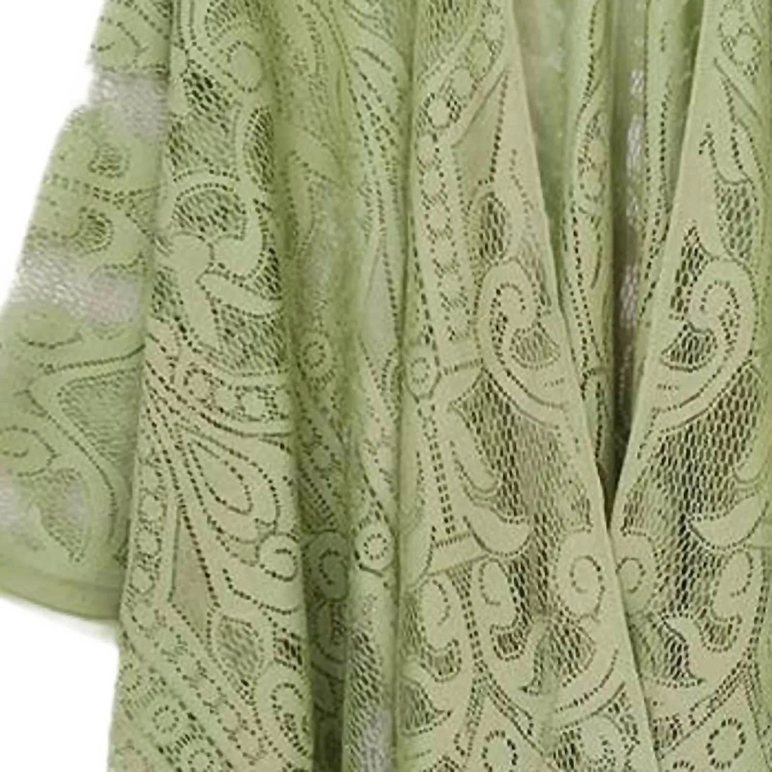 Florale Spitze Fransen Boho Kimono Umhang Tuch Überwurf in Salbeigrün