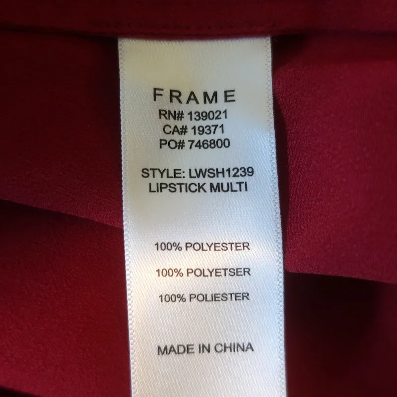 FRAME Bluse Brooke Rot Herzprint Seide Größe Small Rüschenärmel Top