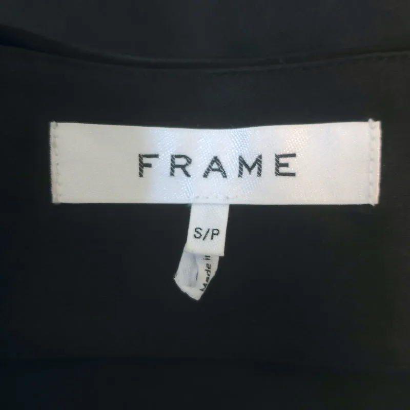 FRAME Entspanntes Ein-Schulter-Top Schwarz Seiden Satin Größe S