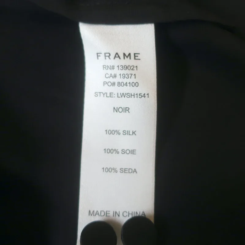 FRAME Entspanntes Ein-Schulter-Top Schwarz Seiden Satin Größe S
