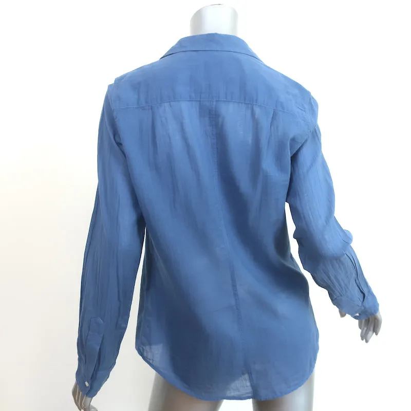 Frank & Eileen Barry Hemd Blau Baumwolle Größe Small Langarm Oberteil