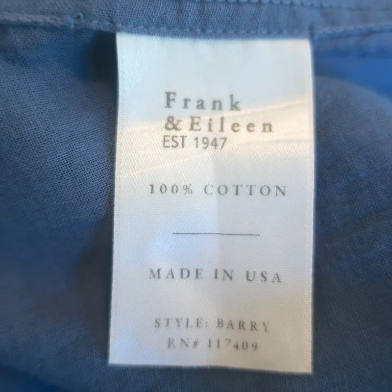 Frank & Eileen Barry Hemd Blau Baumwolle Größe Small Langarm Oberteil