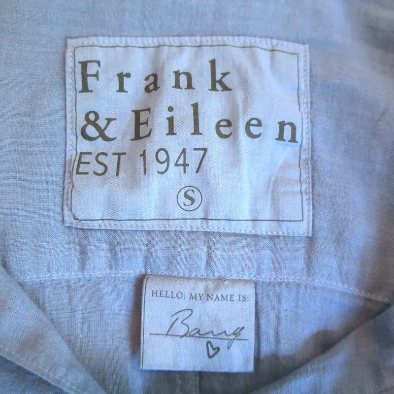 Frank & Eileen Barry Hemd Blau Baumwolle Größe Small Langarm Oberteil