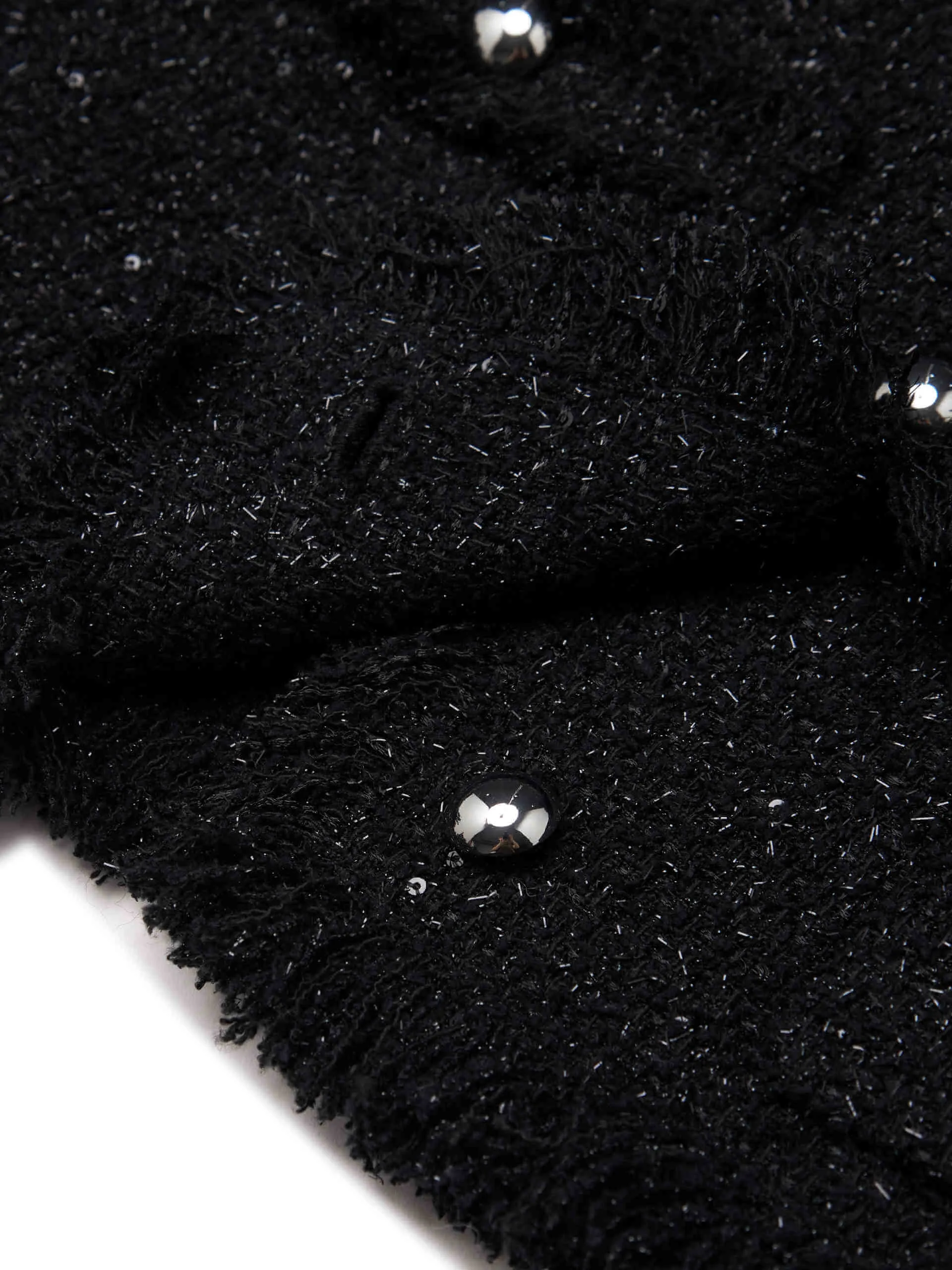 Ausgefranster Saum Tweed-Jacke