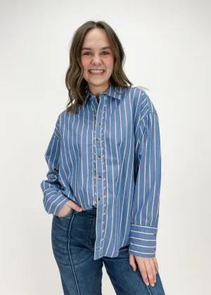Free People Gestreiftes Varsity-Stil-Shirt