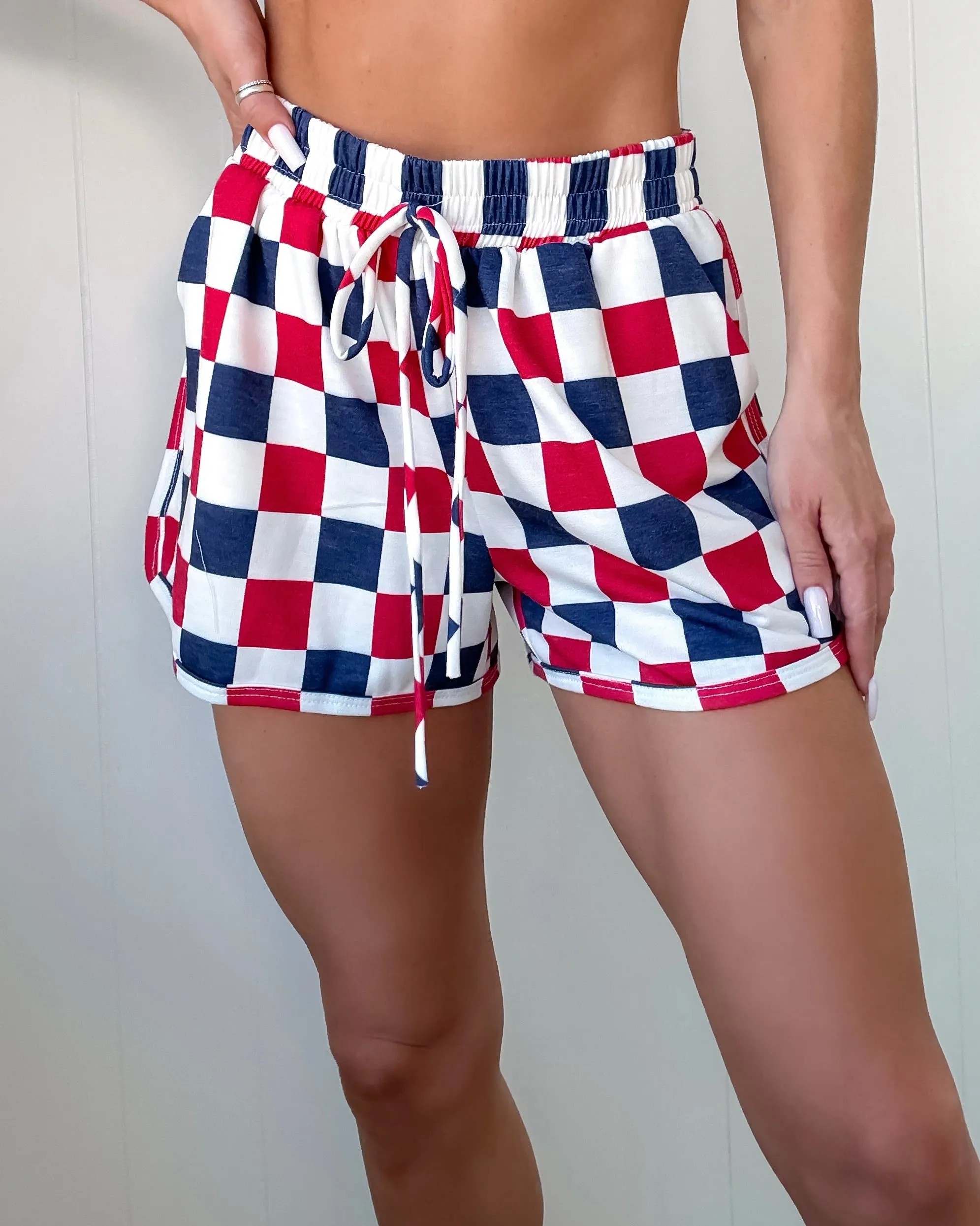 Freedom Flirt Karo-Shorts - Marineblau/Rot