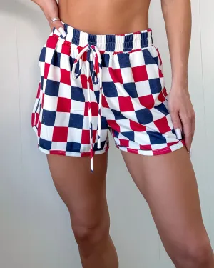 Freedom Flirt Karo-Shorts - Marineblau/Rot