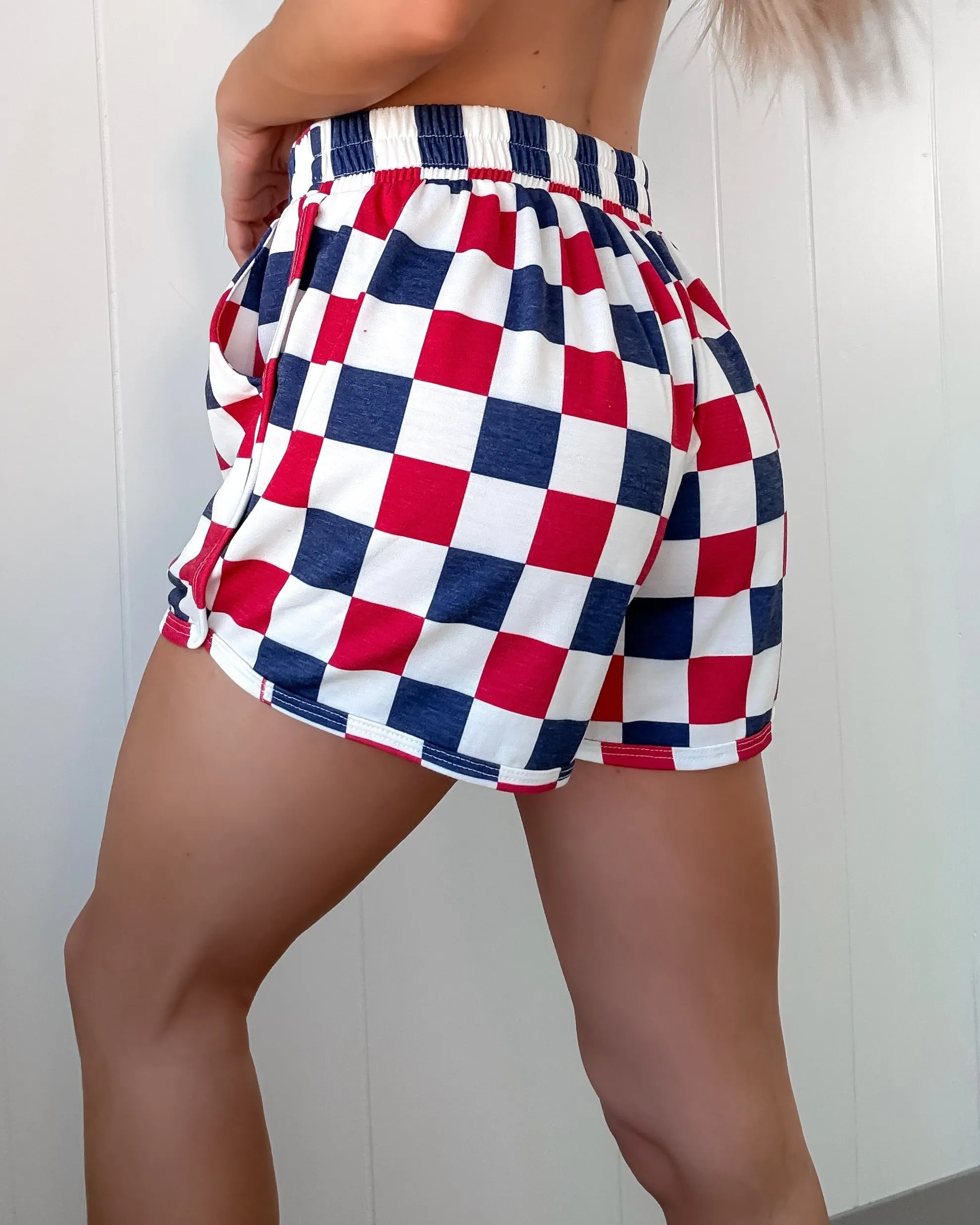 Freedom Flirt Karo-Shorts - Marineblau/Rot