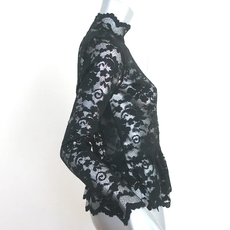 GANNI Spitzen-Peplum-Top Schwarz Größe 38 Langarm-Turtleneck-Bluse