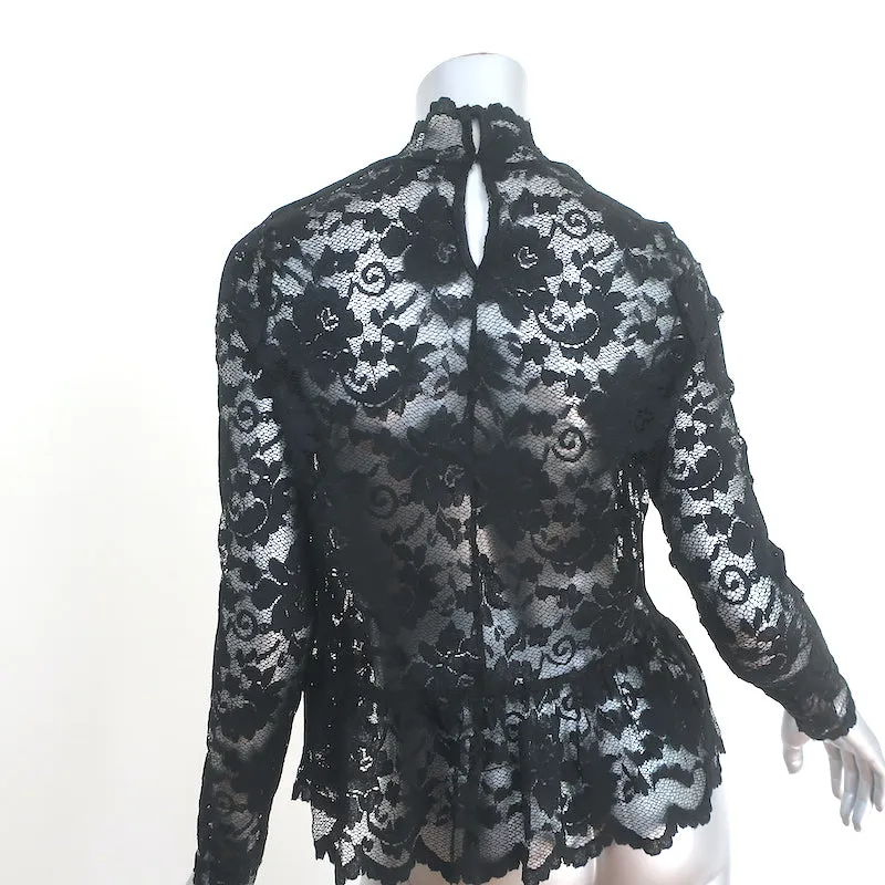 GANNI Spitzen-Peplum-Top Schwarz Größe 38 Langarm-Turtleneck-Bluse