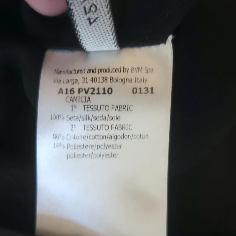 Giambattista Valli Häkelspitze-verziertes Bluse Schwarz Seide Größe 42 Langarm Top