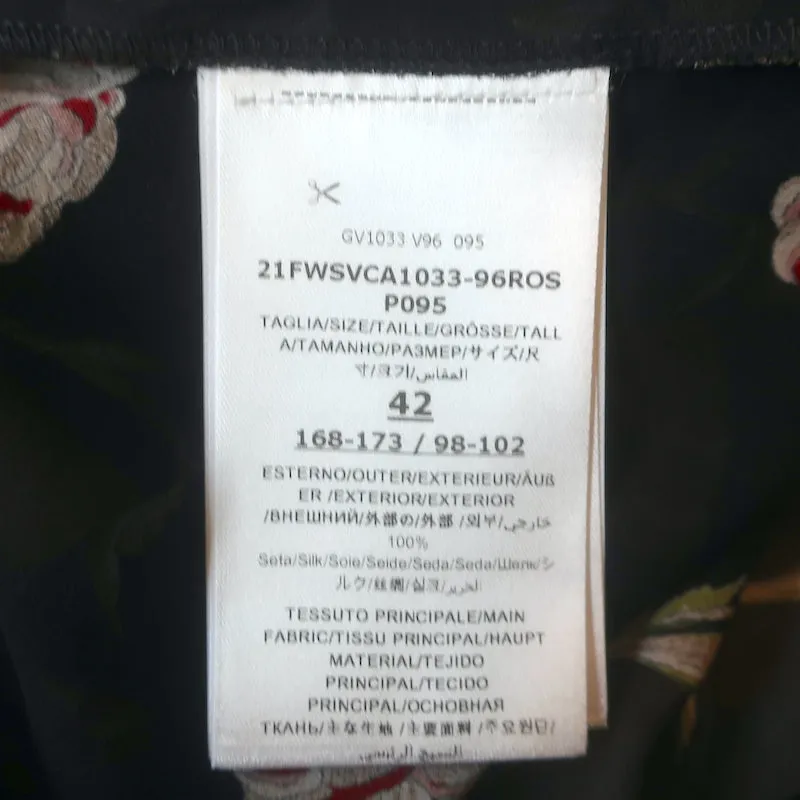 Giambattista Valli Pailletten-Bluse mit floralem Druck in Schwarz aus Seide Größe 42 NEU