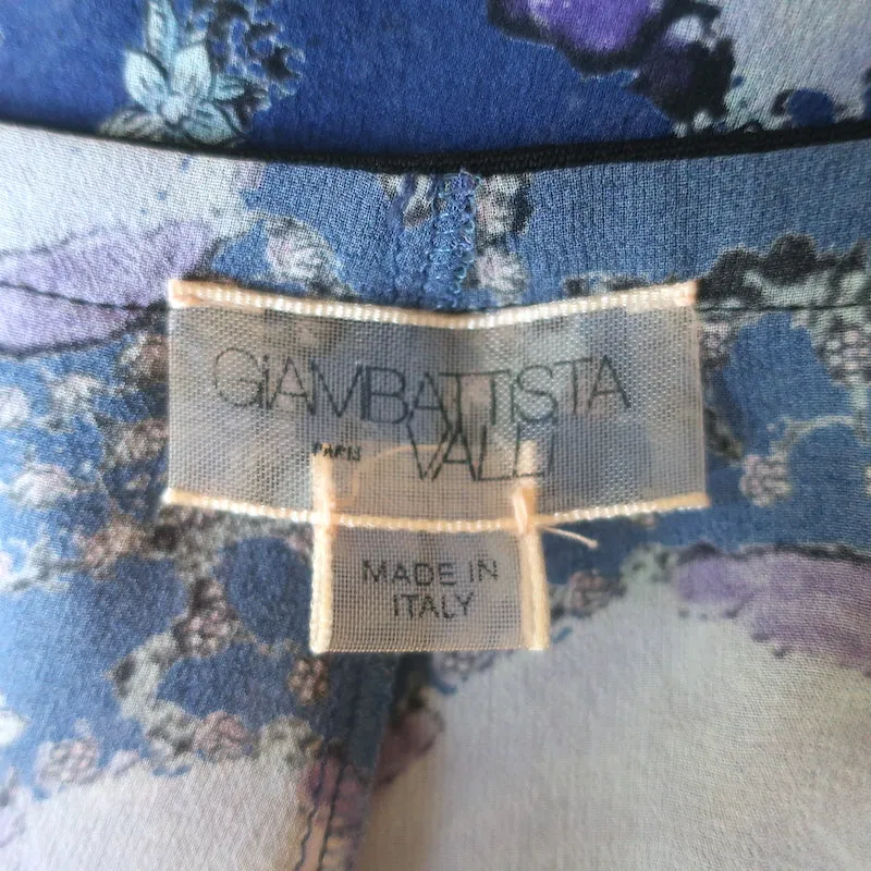 Giambattista Valli Trapez-Tanktop Navy/Lila Blumenmuster Chiffon Größe 38