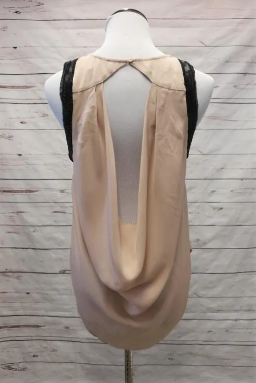 Haute Hippie Bluse Beige mit Paillettenbesatz aus Seide Größe Extra Small mit Kapuzenrücken Tanktop