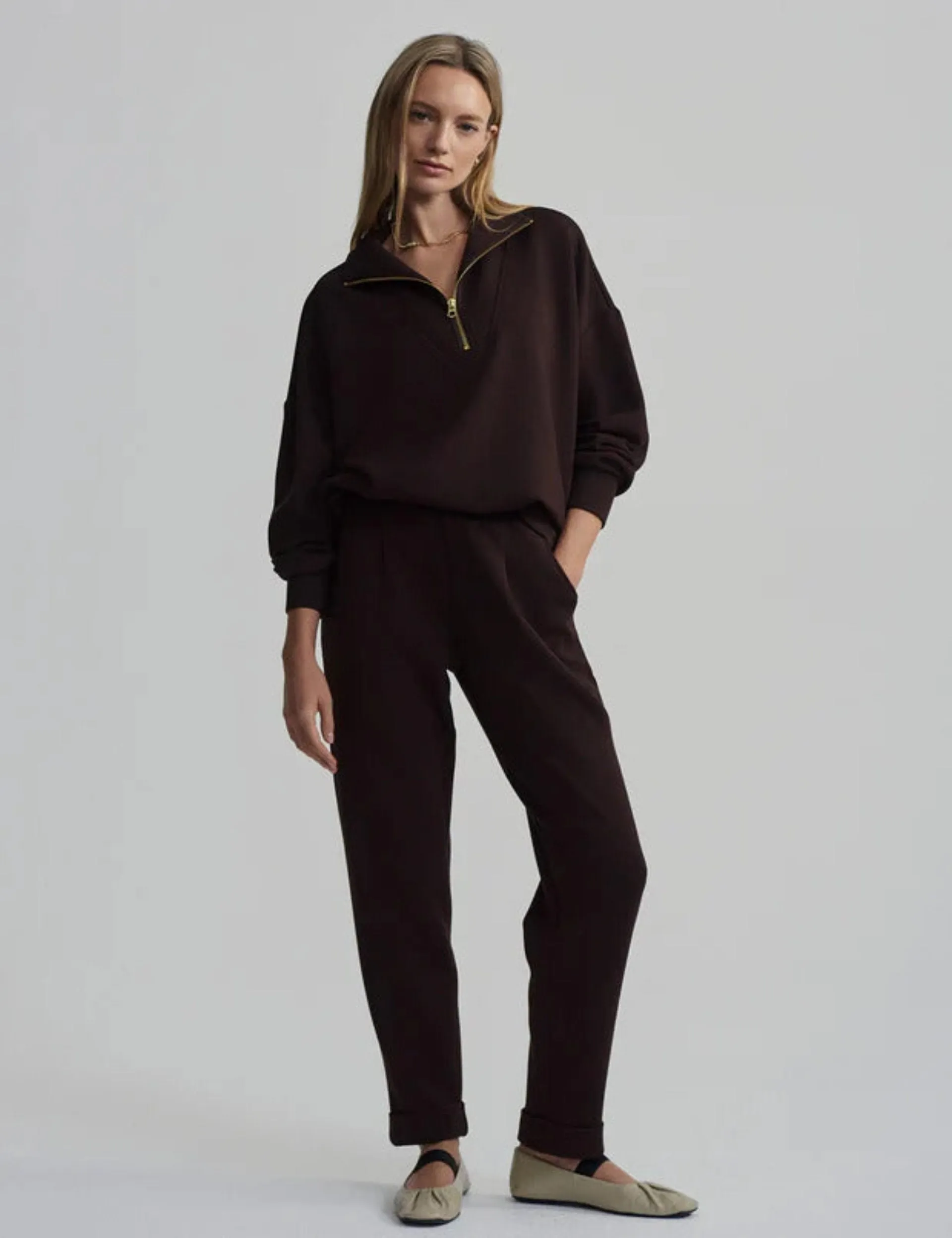 Hawley Halbzip-Pullover - Kaffeebohne