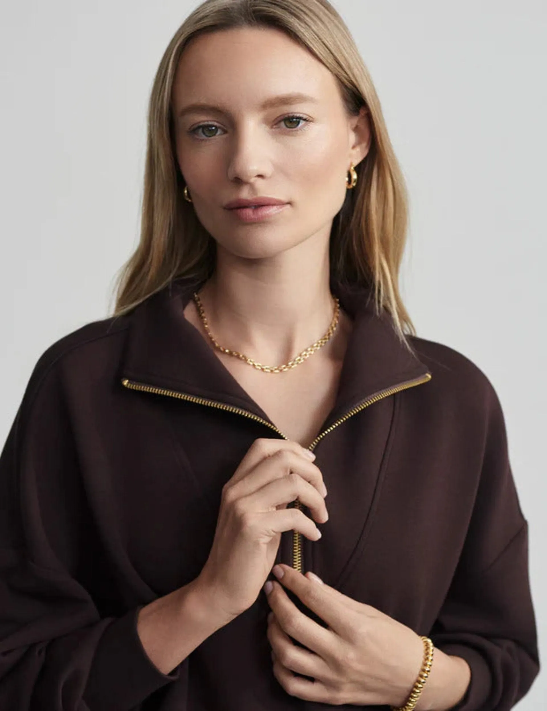 Hawley Halbzip-Pullover - Kaffeebohne