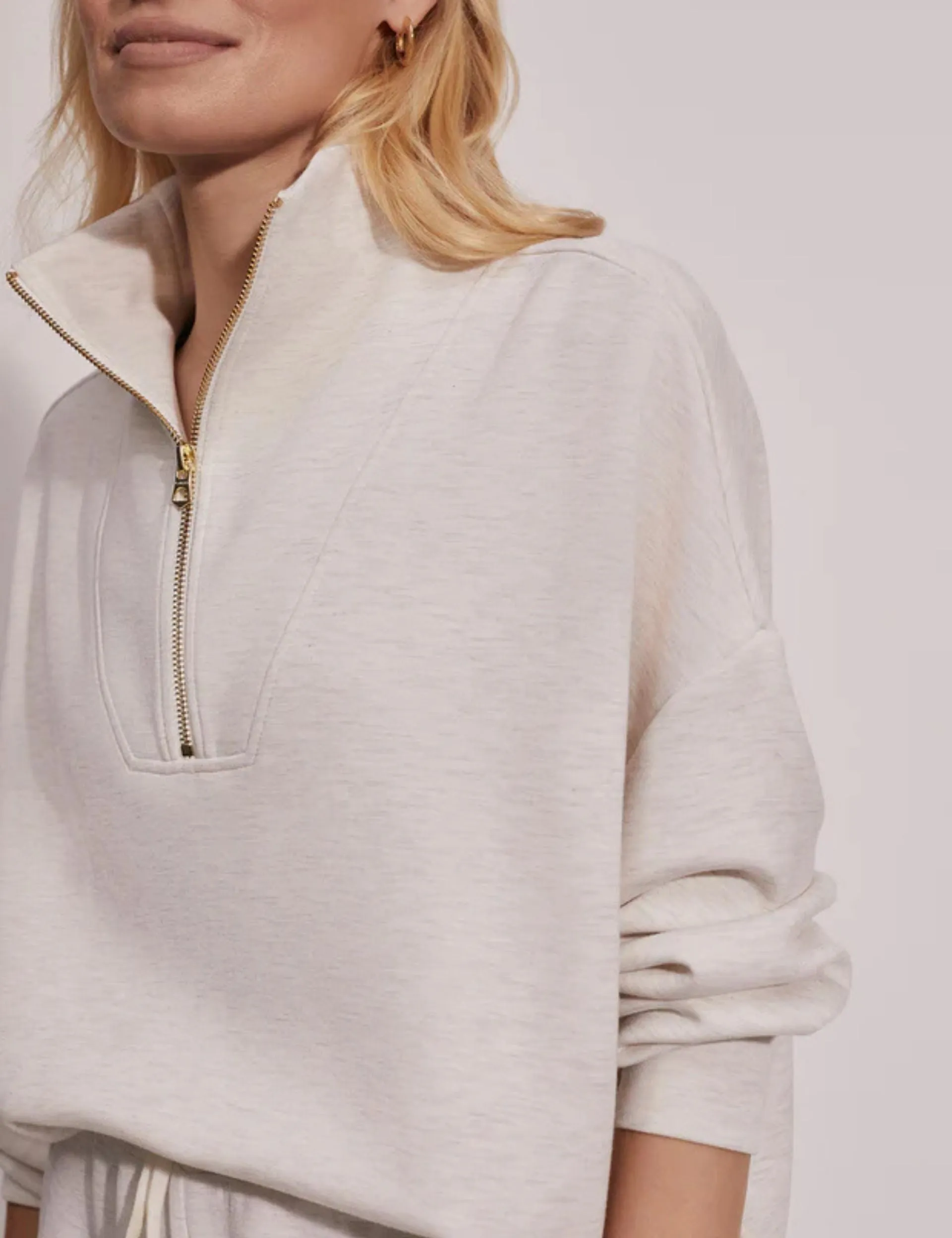 Hawley Half-Zip Sweatshirt - Elfenbein Marl