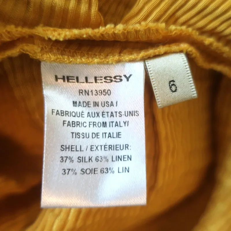 Hellessy Phacelia Asymmetrisches Off-the-Shoulder Top in Ringelblumenfarbe aus Leinen-Seide Größe 6