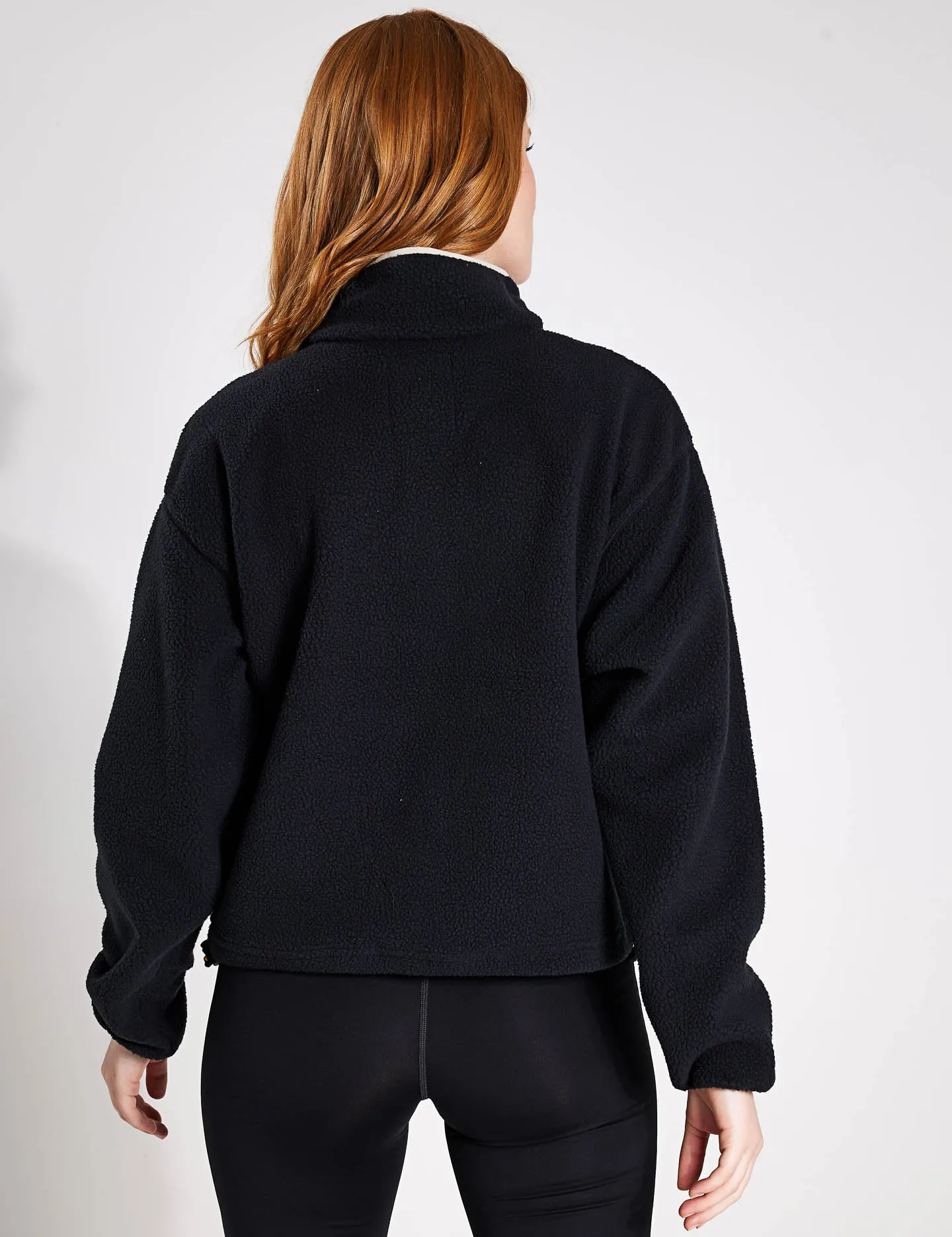 Helvetia Cropped Half Snap Fleece - Schwarz