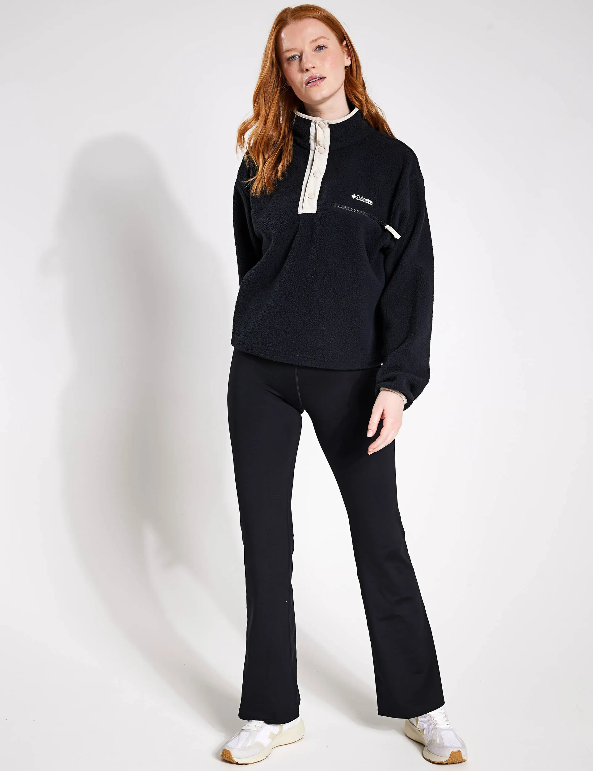 Helvetia Cropped Half Snap Fleece - Schwarz