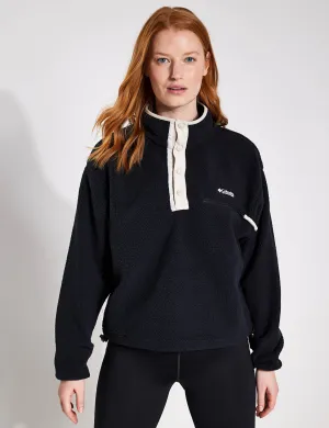 Helvetia Cropped Half Snap Fleece - Schwarz