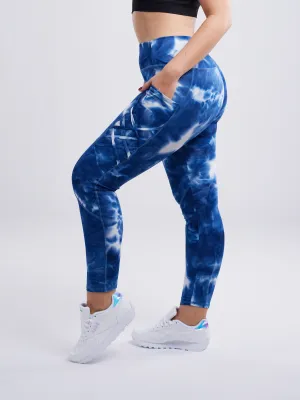 Hochtaillierte Criss-Cross-Trainingsleggings mit Hüfttaschen