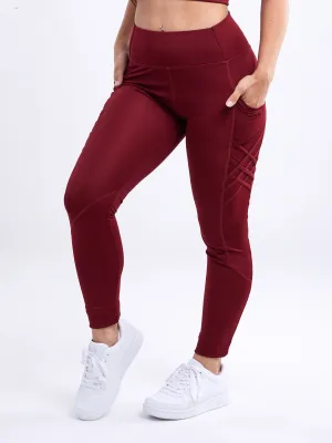 Hochtaillierte Criss-Cross-Trainingsleggings mit Hüfttaschen