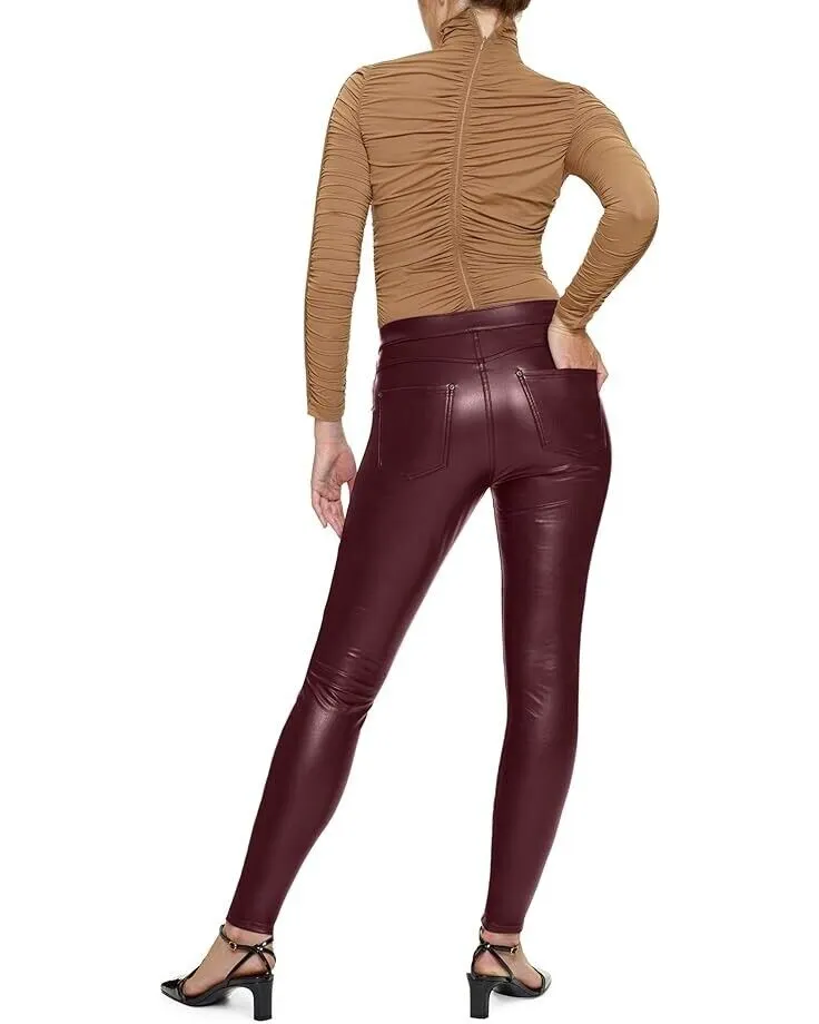 HUE Kunstleder-Leggings Damen SM (4-6) Rot Dehnbare Skinny Pull-On JDM323
