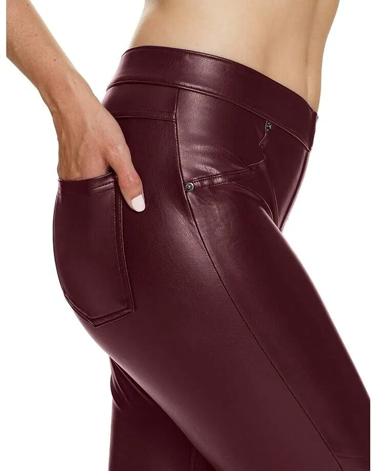 HUE Kunstleder-Leggings Damen SM (4-6) Rot Dehnbare Skinny Pull-On JDM323