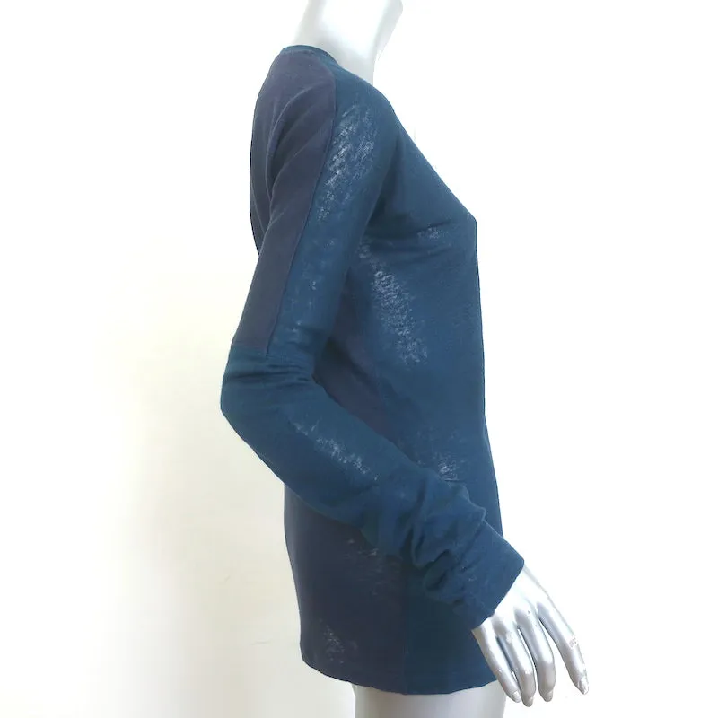 IRO JEANS Laurene Zweifarbiges Langarm-Shirt Marine Leinen Größe S