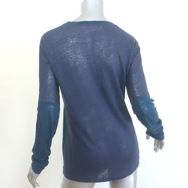 IRO JEANS Laurene Zweifarbiges Langarm-Shirt Marine Leinen Größe S