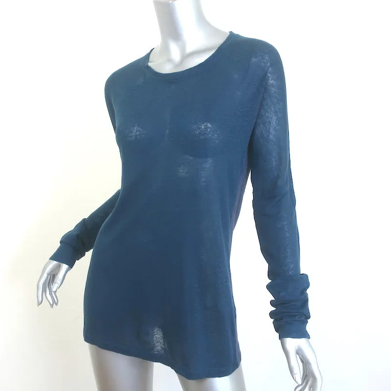 IRO JEANS Laurene Zweifarbiges Langarm-Shirt Marine Leinen Größe S