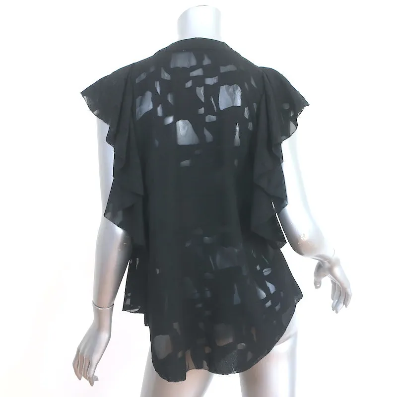 IRO Schnürbluse Gilka Schwarz Burnout-Georgette Größe 38 Ärmelloses Top