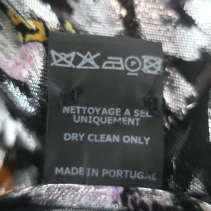 Isabel Marant Bluse Schwarz Metallisch Bedruckter Chiffon Größe 36 Langarmhemd