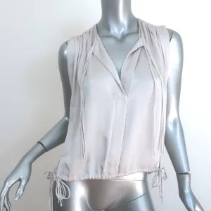 Isabel Marant Etoile Hervey Top mit Kordelzugsaum in Silber Größe 34 Ärmellose Bluse
