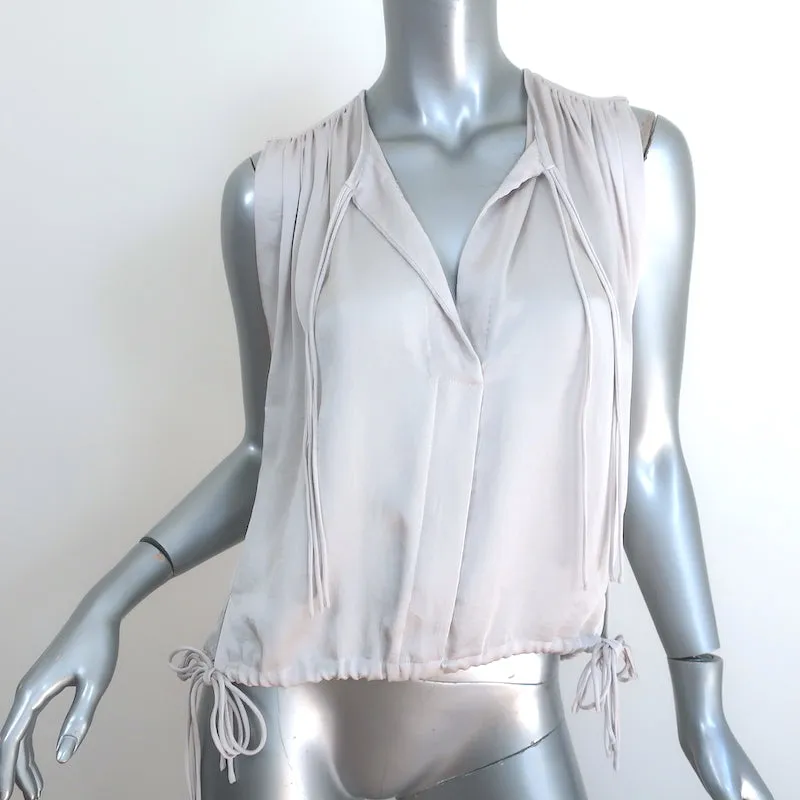Isabel Marant Etoile Hervey Top mit Kordelzugsaum in Silber Größe 34 Ärmellose Bluse