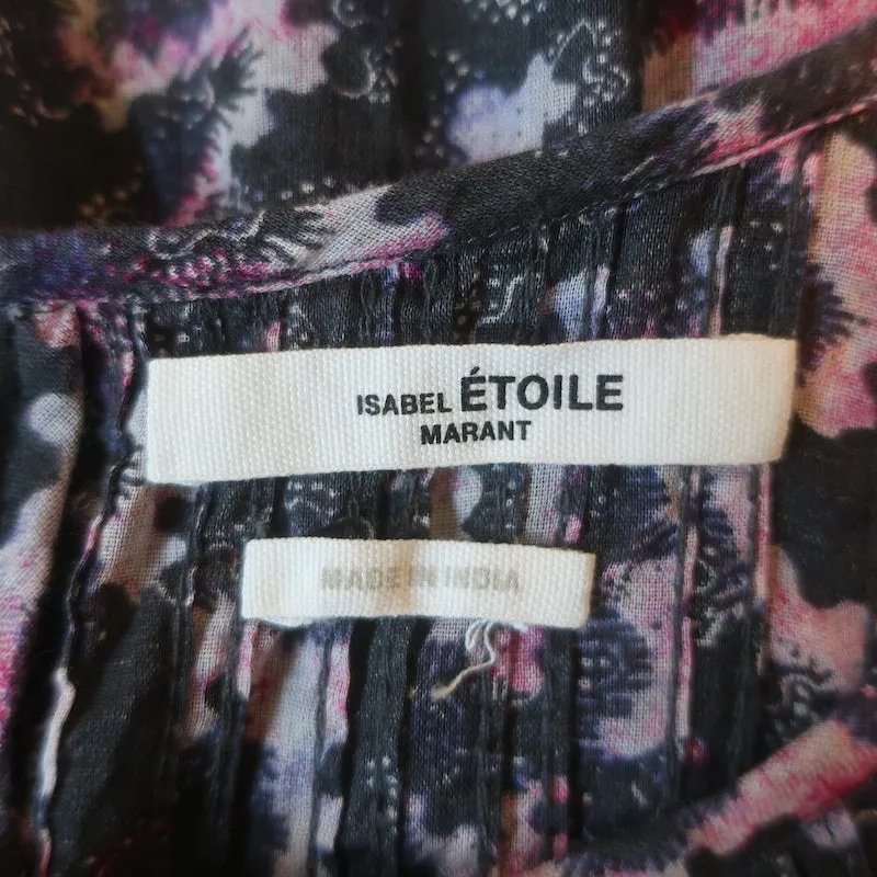Isabel Marant Etoile Ilayona Bluse Bedruckte Baumwolle Größe 40 Flatterärmeliges Top