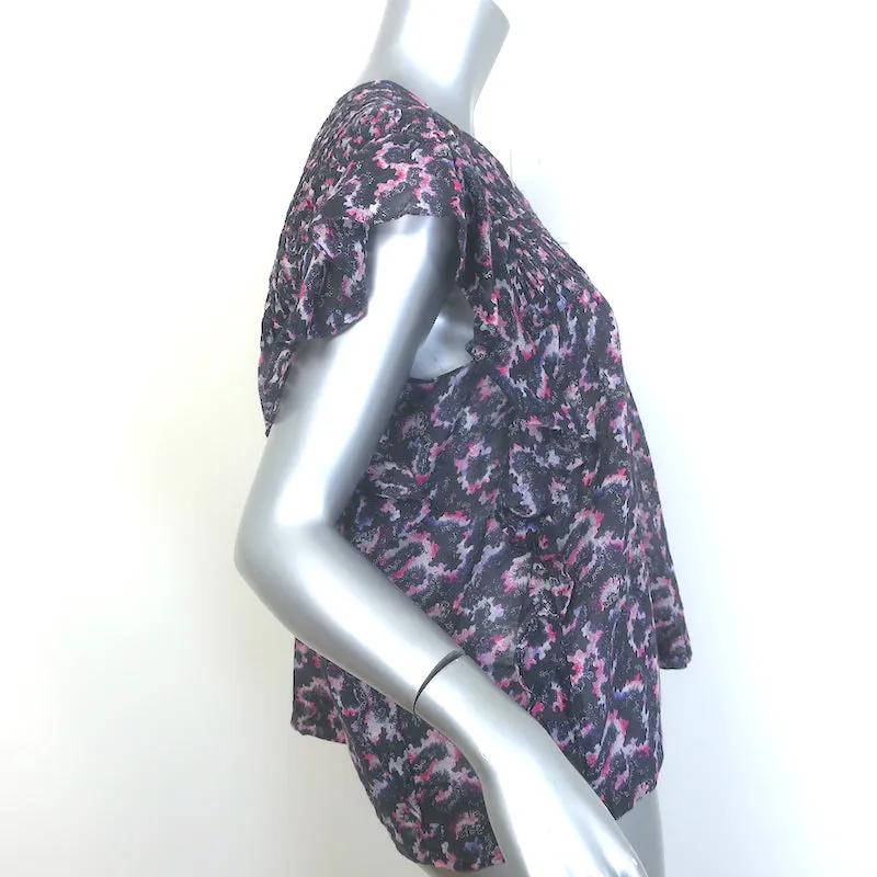 Isabel Marant Etoile Ilayona Bluse Bedruckte Baumwolle Größe 40 Flatterärmeliges Top