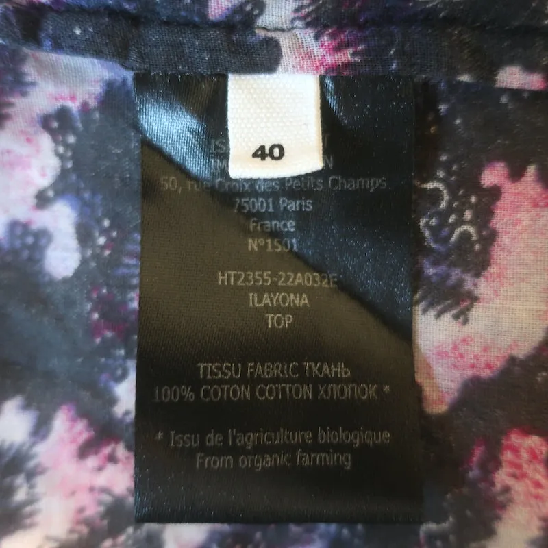Isabel Marant Etoile Ilayona Bluse Bedruckte Baumwolle Größe 40 Flatterärmeliges Top