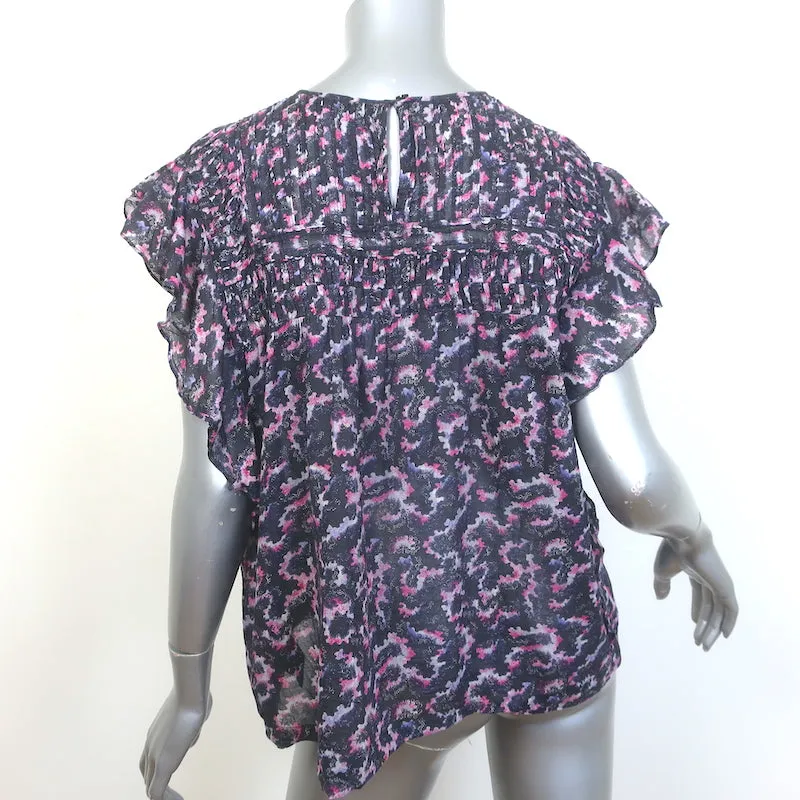 Isabel Marant Etoile Ilayona Bluse Bedruckte Baumwolle Größe 40 Flatterärmeliges Top