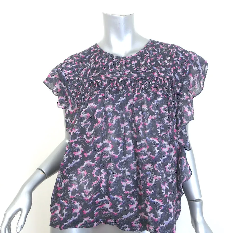 Isabel Marant Etoile Ilayona Bluse Bedruckte Baumwolle Größe 40 Flatterärmeliges Top