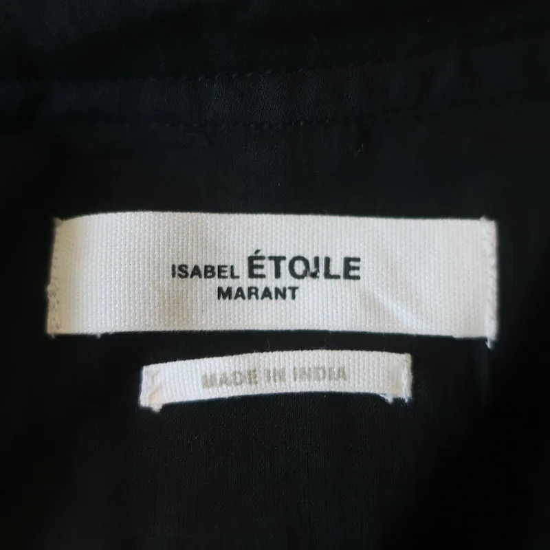 Isabel Marant Etoile Pamias Rüschenbluse Schwarz Baumwolle Größe 34 Langarm Top