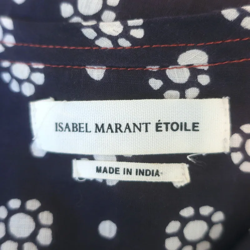 Isabel Marant Etoile Plissee-Bluse Marine Blumenmuster Größe 34 Langarmtop