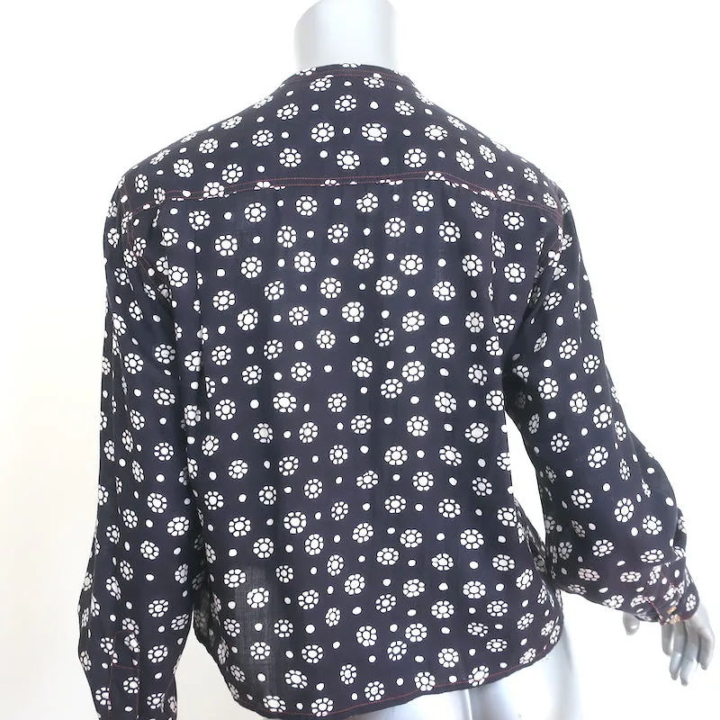 Isabel Marant Etoile Plissee-Bluse Marine Blumenmuster Größe 34 Langarmtop