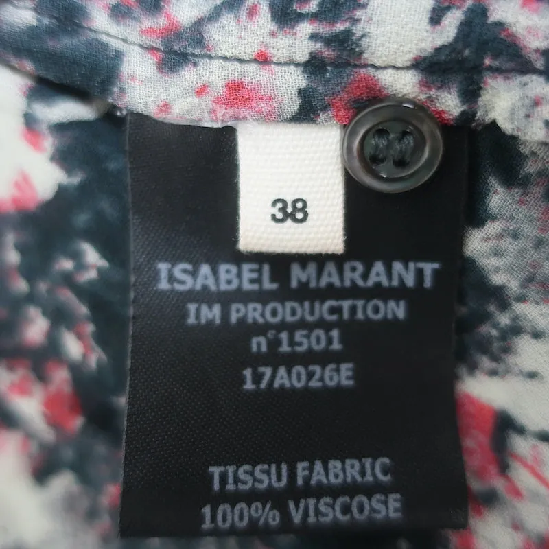 Isabel Marant Etoile Rüschenbluse Jelby Schwarz/Mehrfarbig Bedruckter Crêpe Größe 38