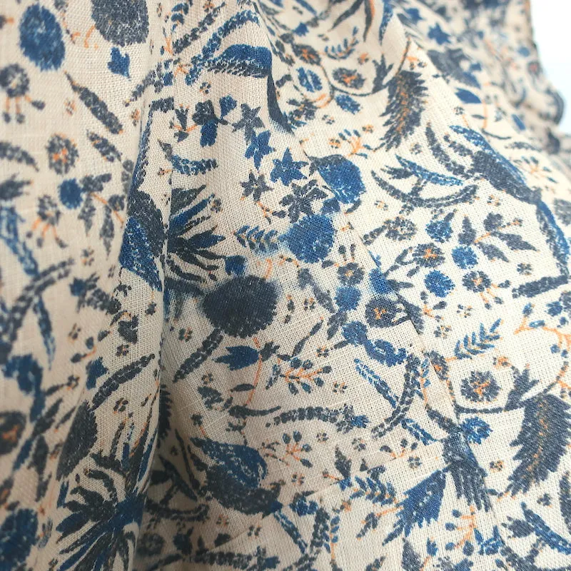 Isabel Marant Etoile Rüschenbluse aus bedrucktem Leinen in Beige Größe 38