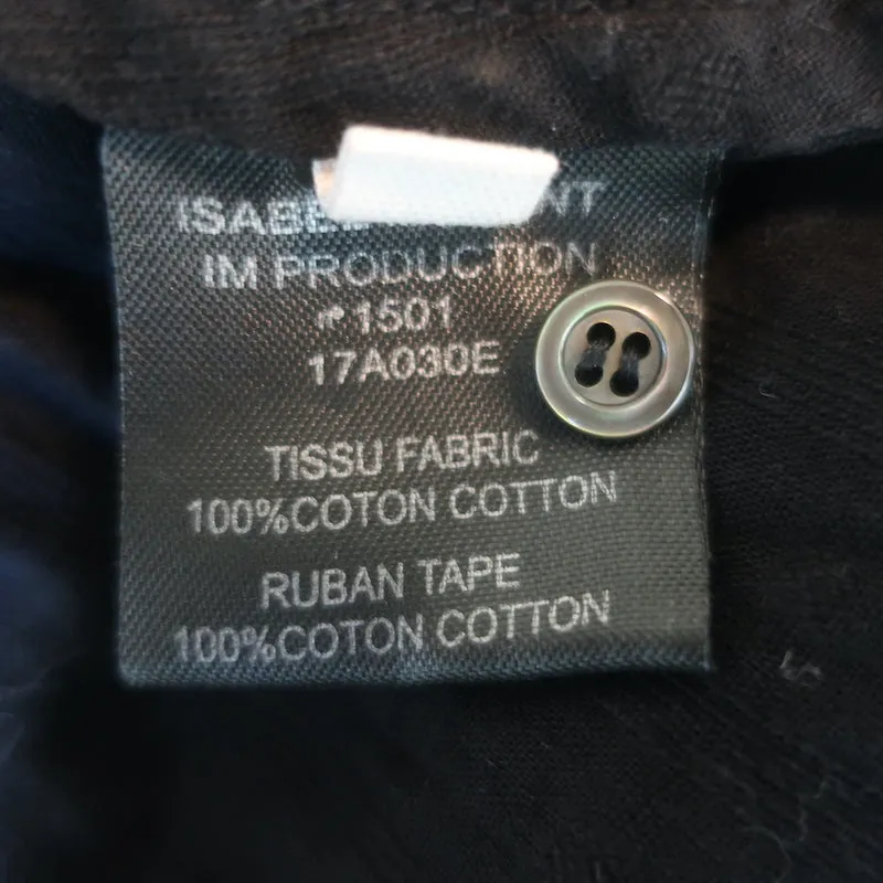 Isabel Marant Etoile Ykaria Rüschenbluse Schwarz Flock-Baumwolle Größe 34