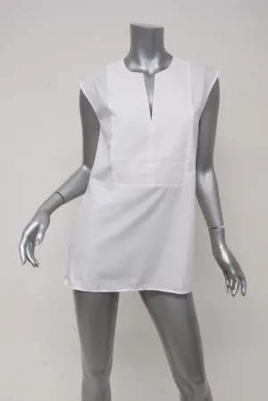 J.Crew Ärmellose Bluse mit Seitenreißverschluss Weiß Baumwolle Größe 2 Tall Stil C2039 NEU