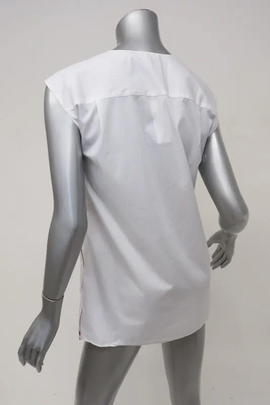 J.Crew Ärmellose Bluse mit Seitenreißverschluss Weiß Baumwolle Größe 2 Tall Stil C2039 NEU