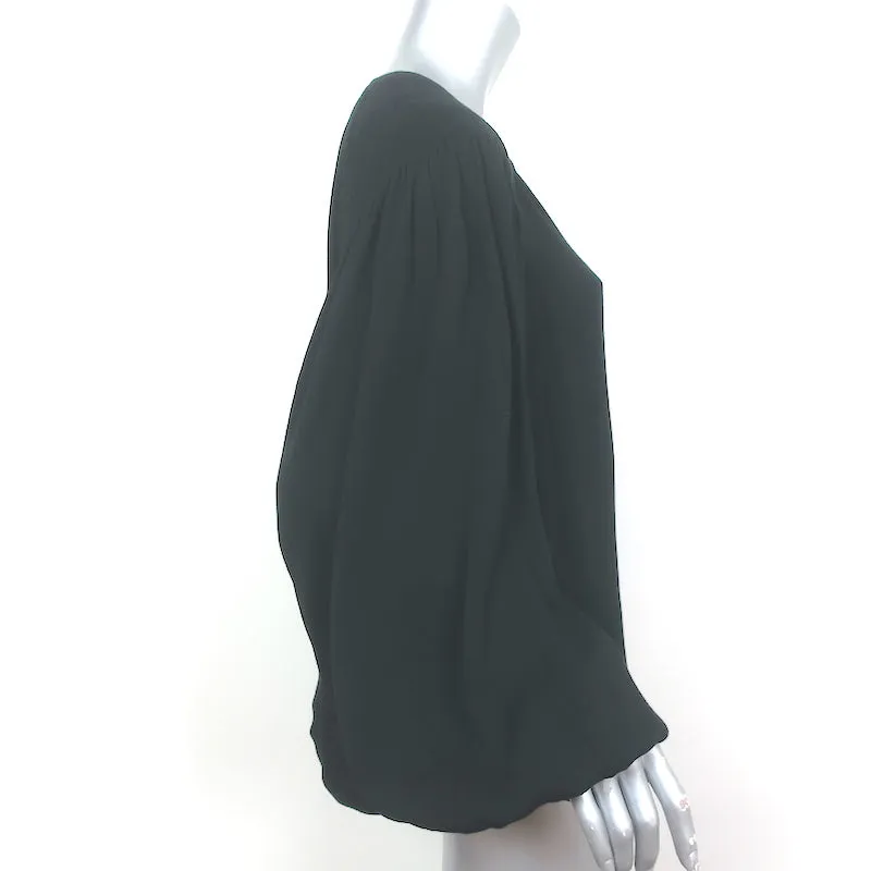 Joie Bluse Addalla Schwarz Geraffte Krepp-Größe Large Blouson-Ärmel Top NEU